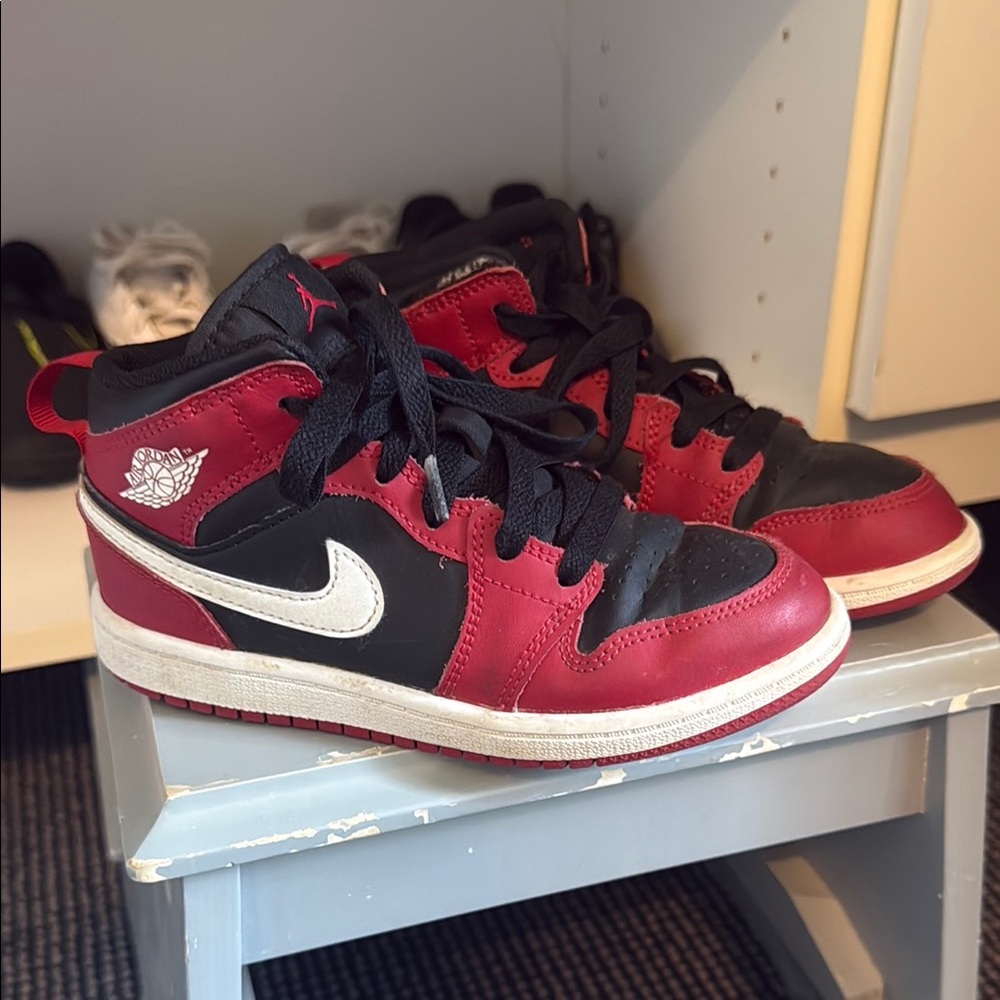 Nike Jordan Kids Red and Black Sneakers size 12